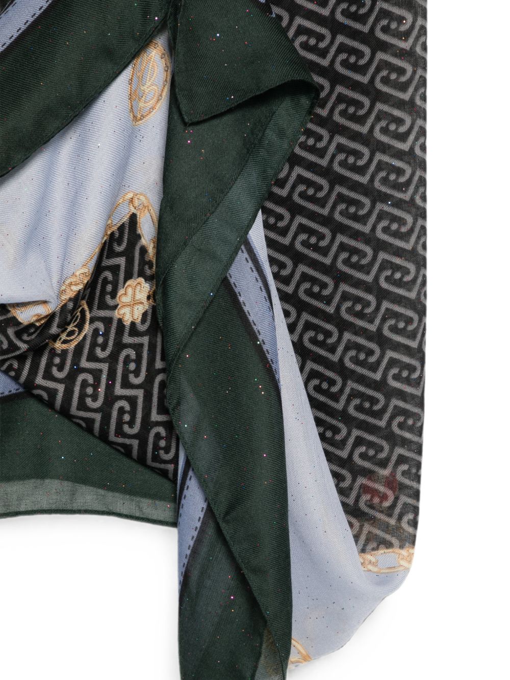 LIUJO Sciarpa celeste con stampa grafica e logo all-over 