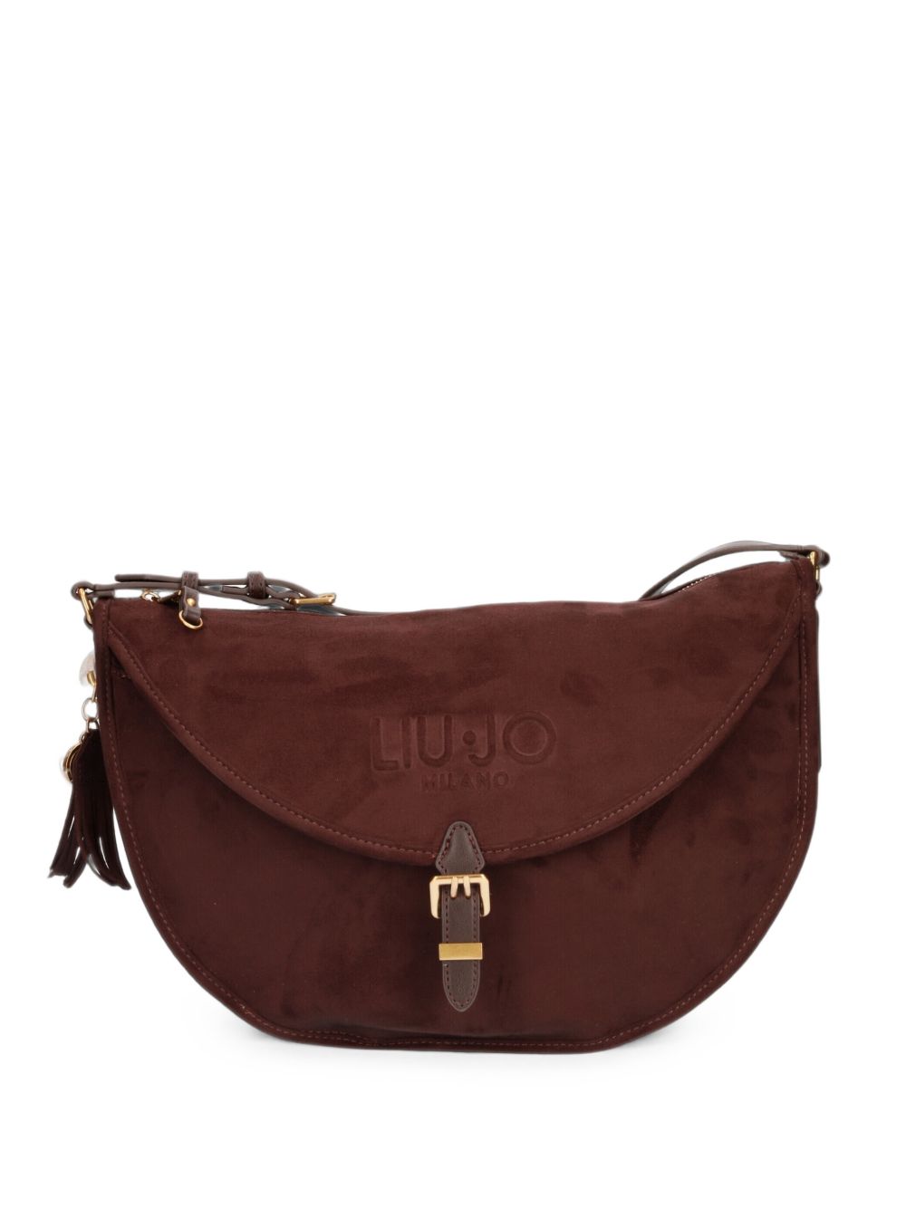 LIUJO Borsa a semiluna in suede marrone 