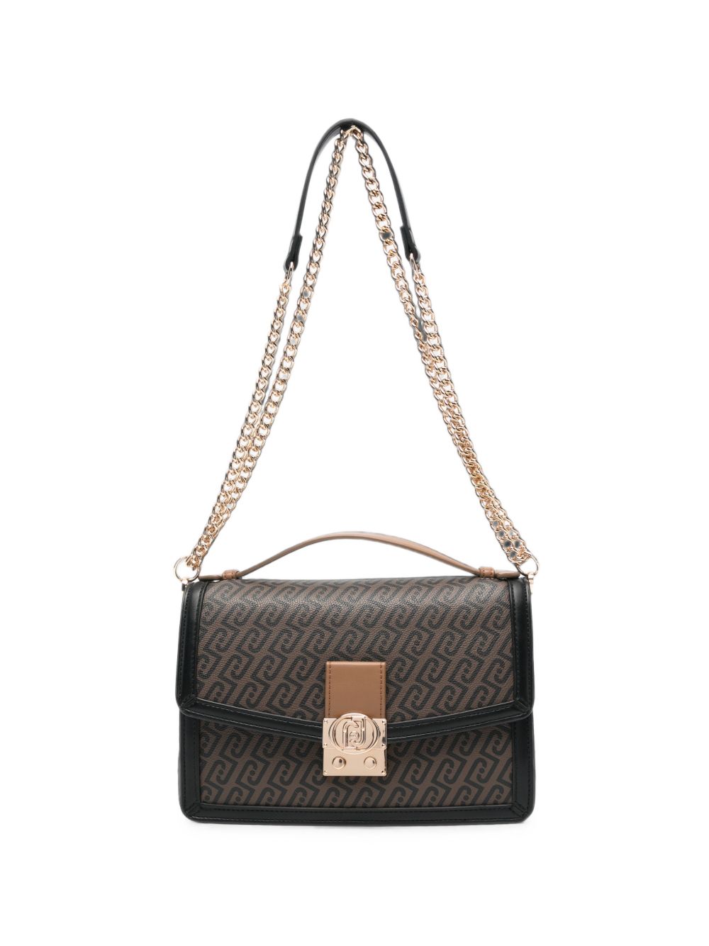 LIUJO Borsa a tracolla marrone con logo all-over 