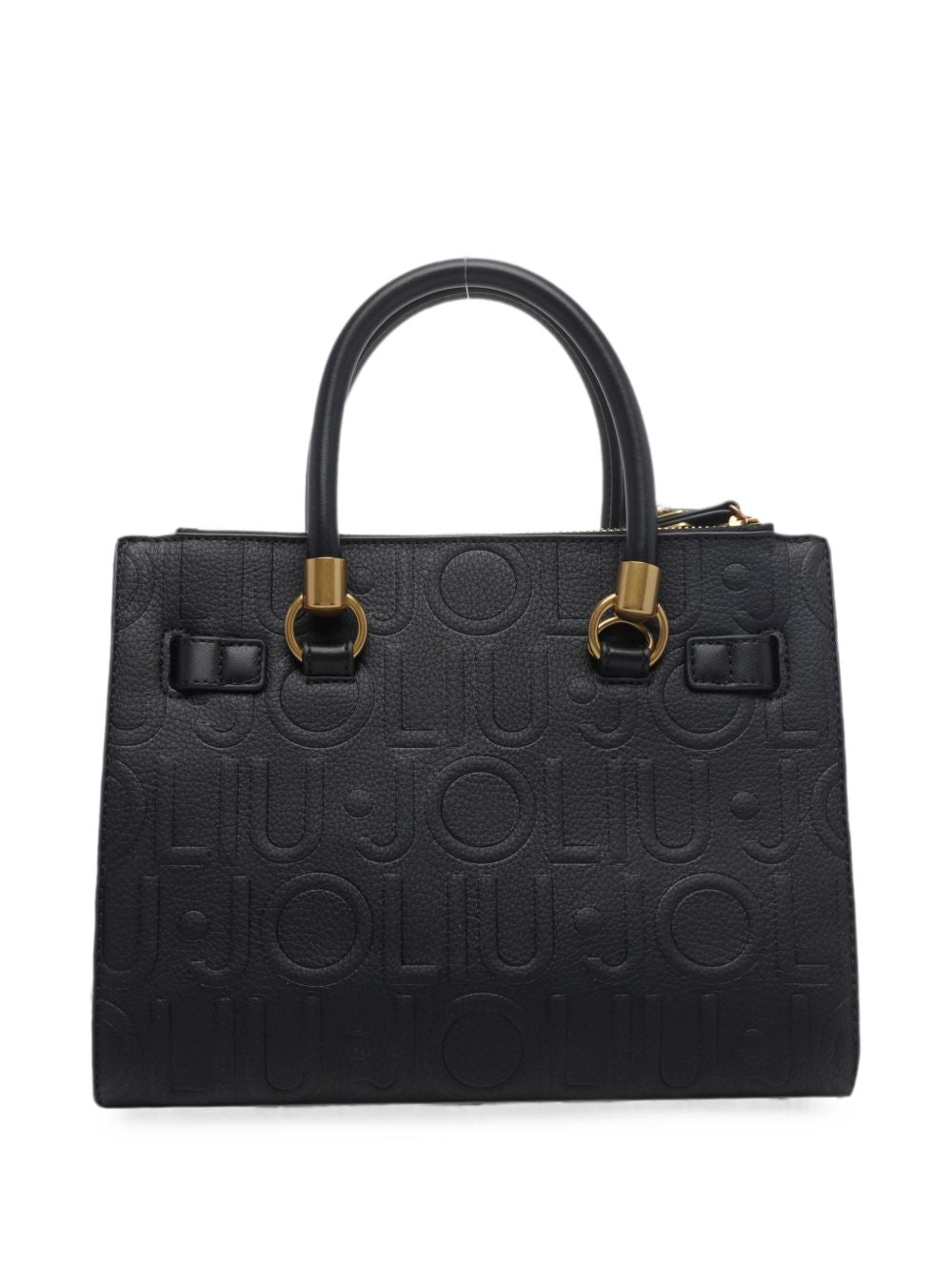 LIUJO Borsa tote a mano nera in ecopelle con logo in rilievo 