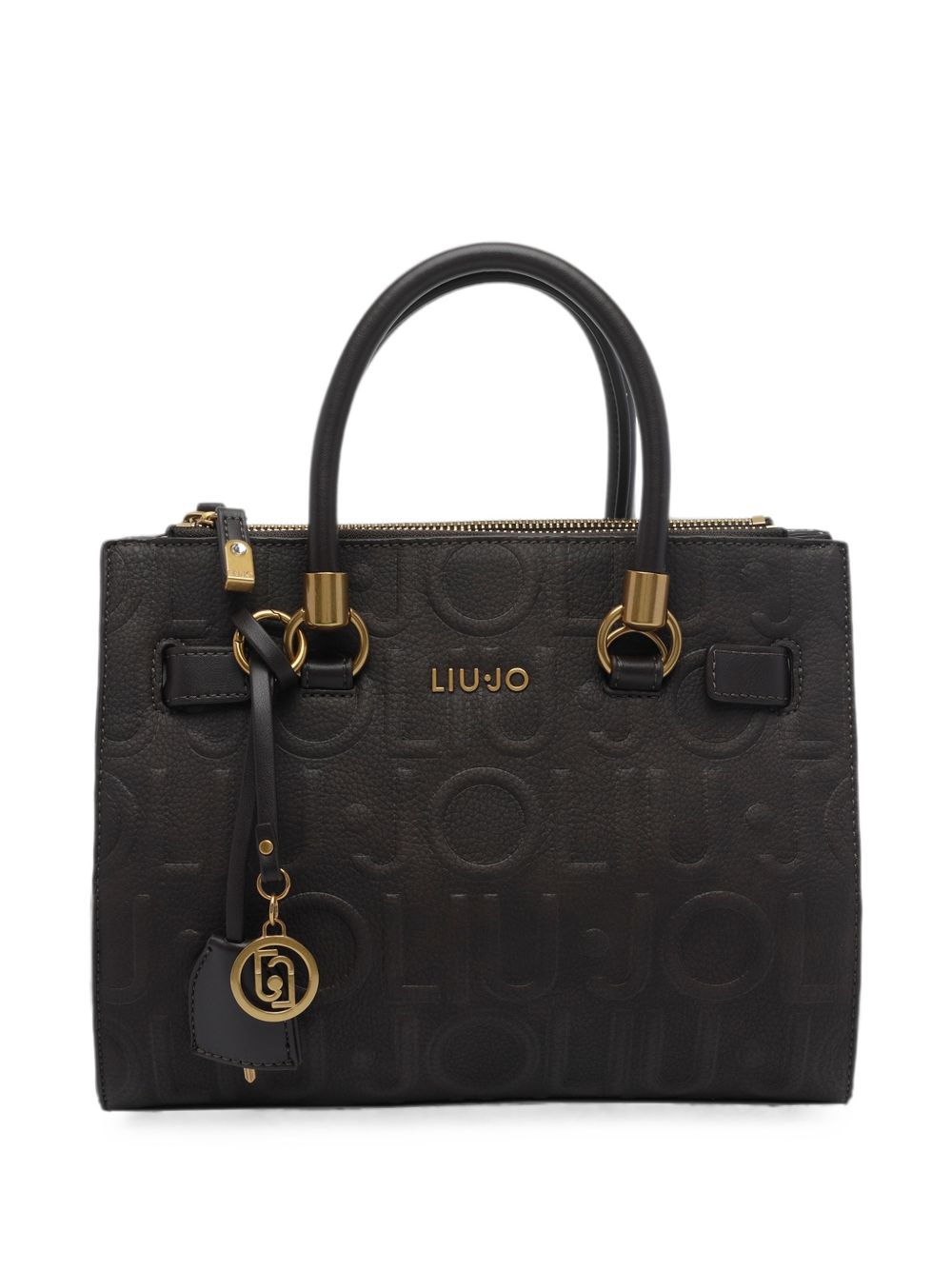 LIUJO Borsa tote a mano marrone in ecopelle con logo Love in rilievo 