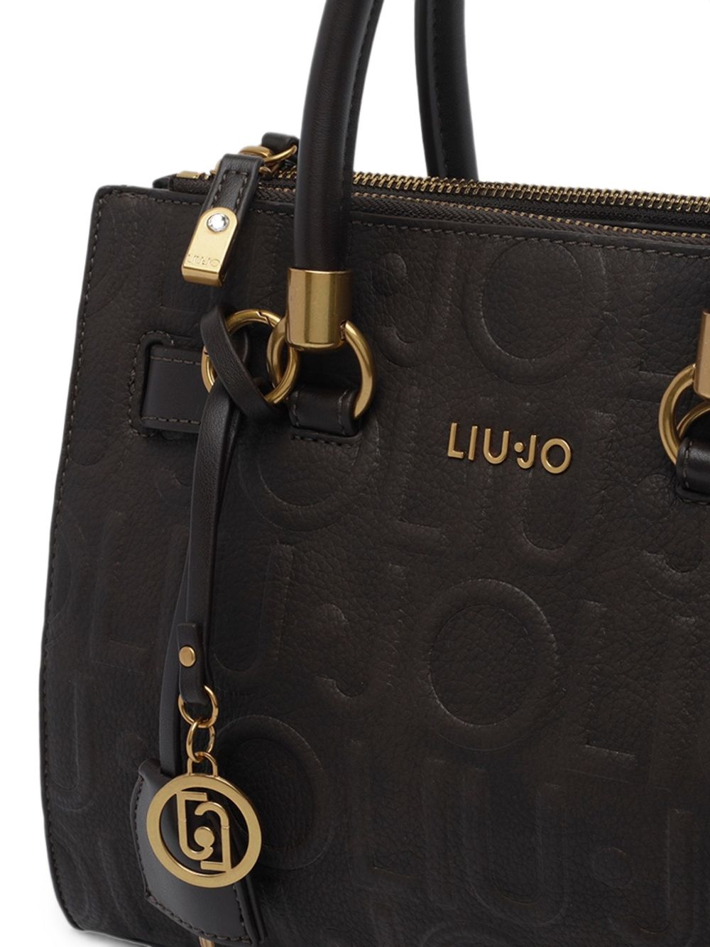 LIUJO Borsa tote a mano marrone in ecopelle con logo Love in rilievo 