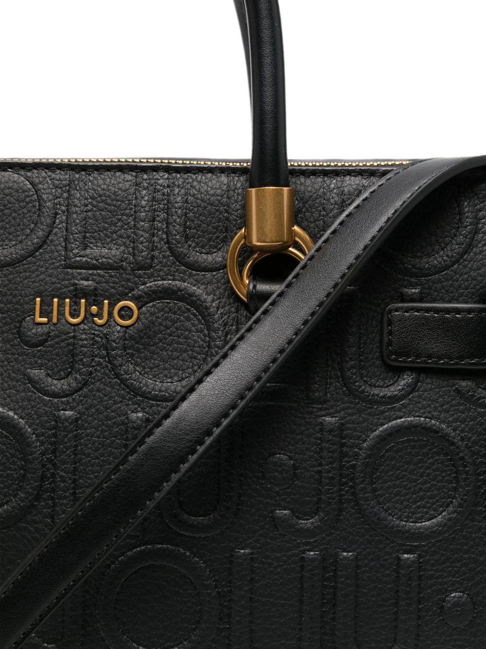 LIUJO Borsa a mano nera small con logo in rilievo all-over 