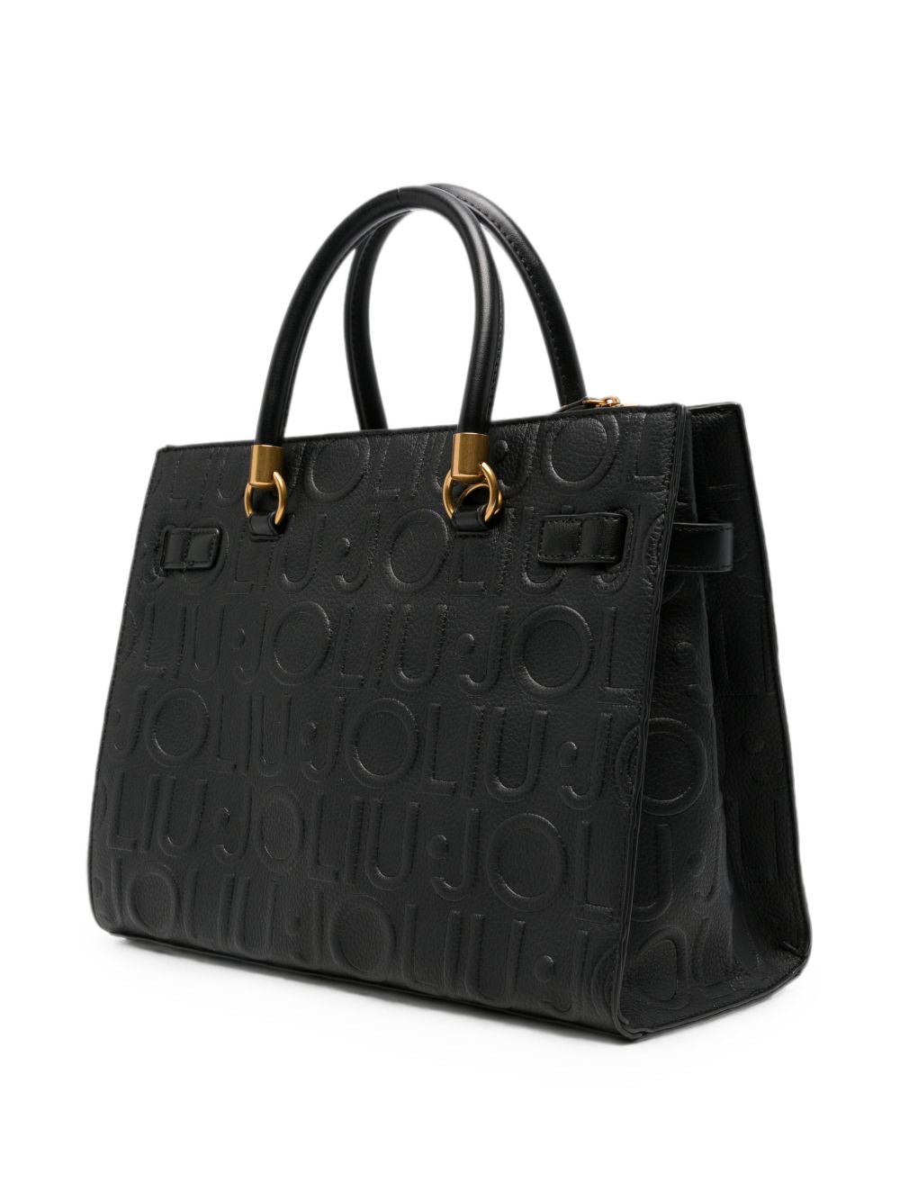 LIUJO Borsa a mano nera small con logo in rilievo all-over 