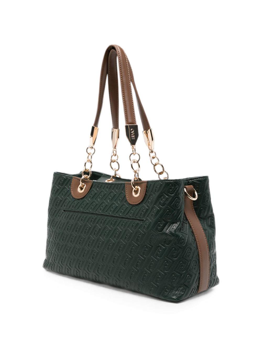 LIUJO Borsa verde in simil-pelle con tracolla e logo 