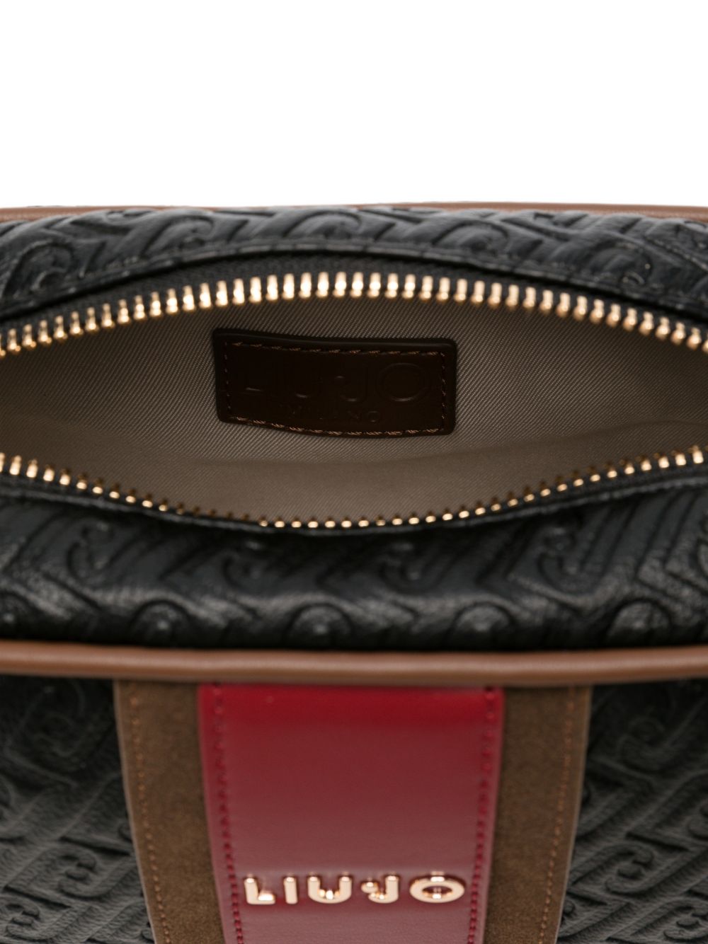 LIUJO Mini borsa tote a mano nera con logo impresso all-over 