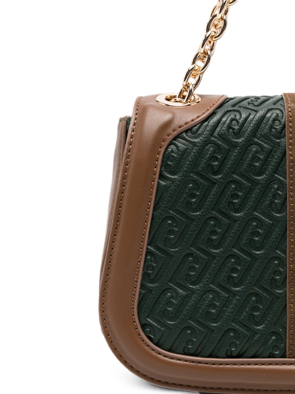 LIUJO Borsa a tracolla verde in simil-pelle con rifiniture marroni e rosse 