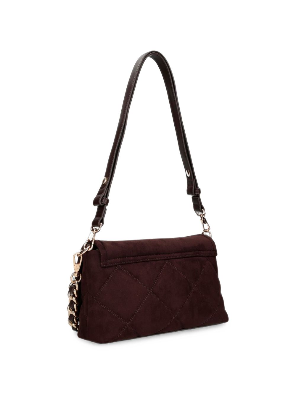 LIUJO Borsa a tracolla marrone in suede similpelle trapuntato 