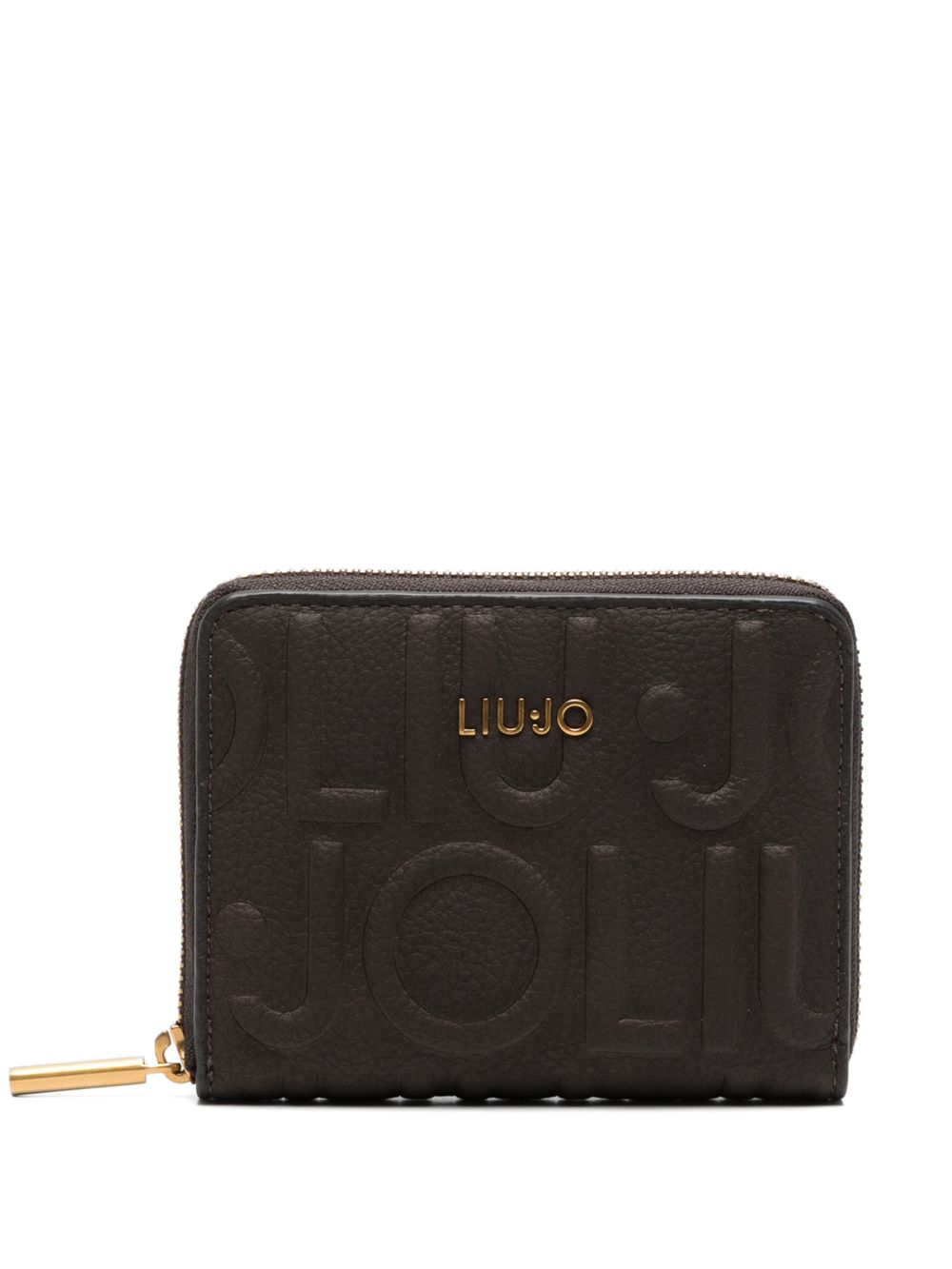 LIUJO Portafoglio marrone in ecopelle con logo in rilievo all-over 