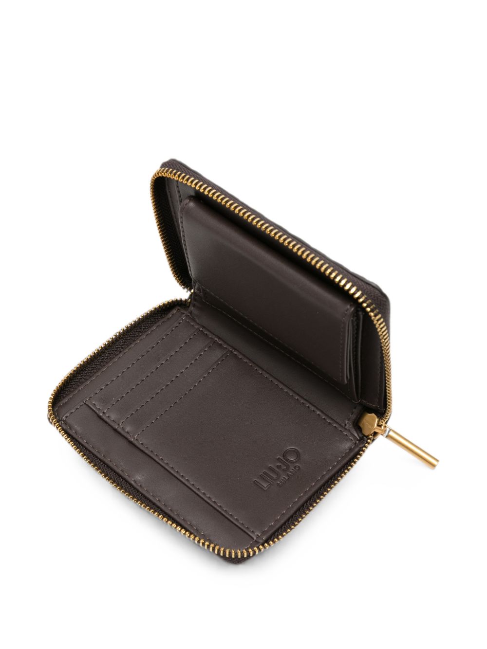 LIUJO Portafoglio marrone in ecopelle con logo in rilievo all-over 