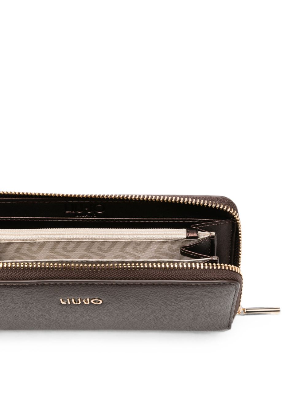 LIUJO Portafoglio marrone in ecopelle con placca logo 