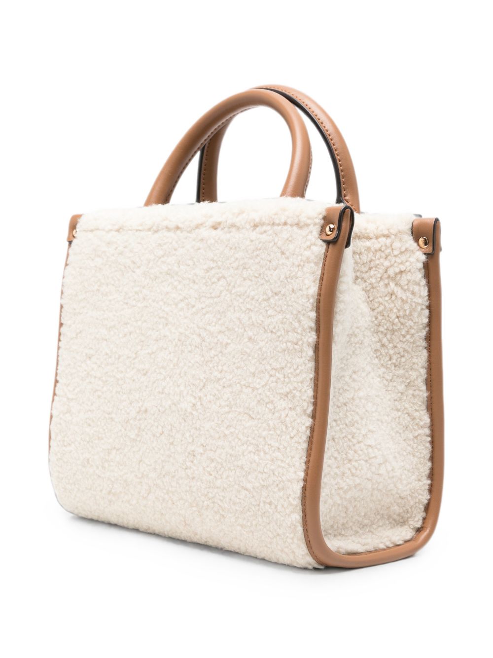 LIUJO Borsa tote con fur color crema e charm 