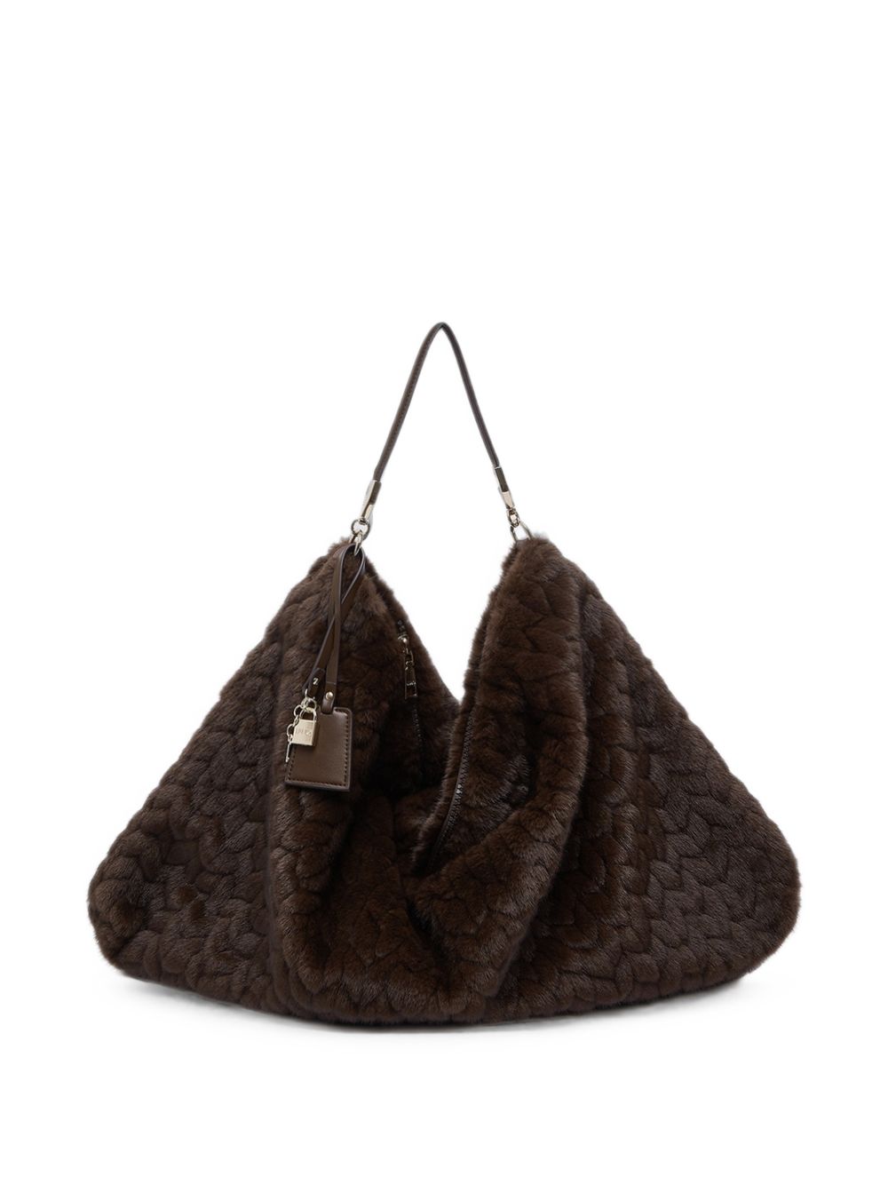 LIUJO Borsa a spalla in ecopelliccia marrone 