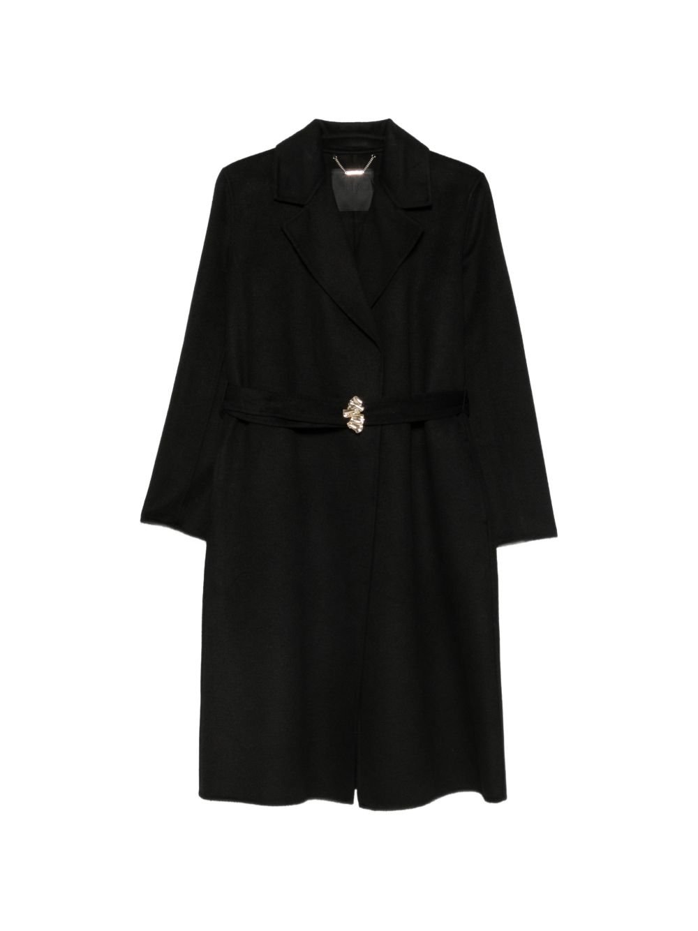LIUJO Cappotto lungo nero con cintura in vita 
