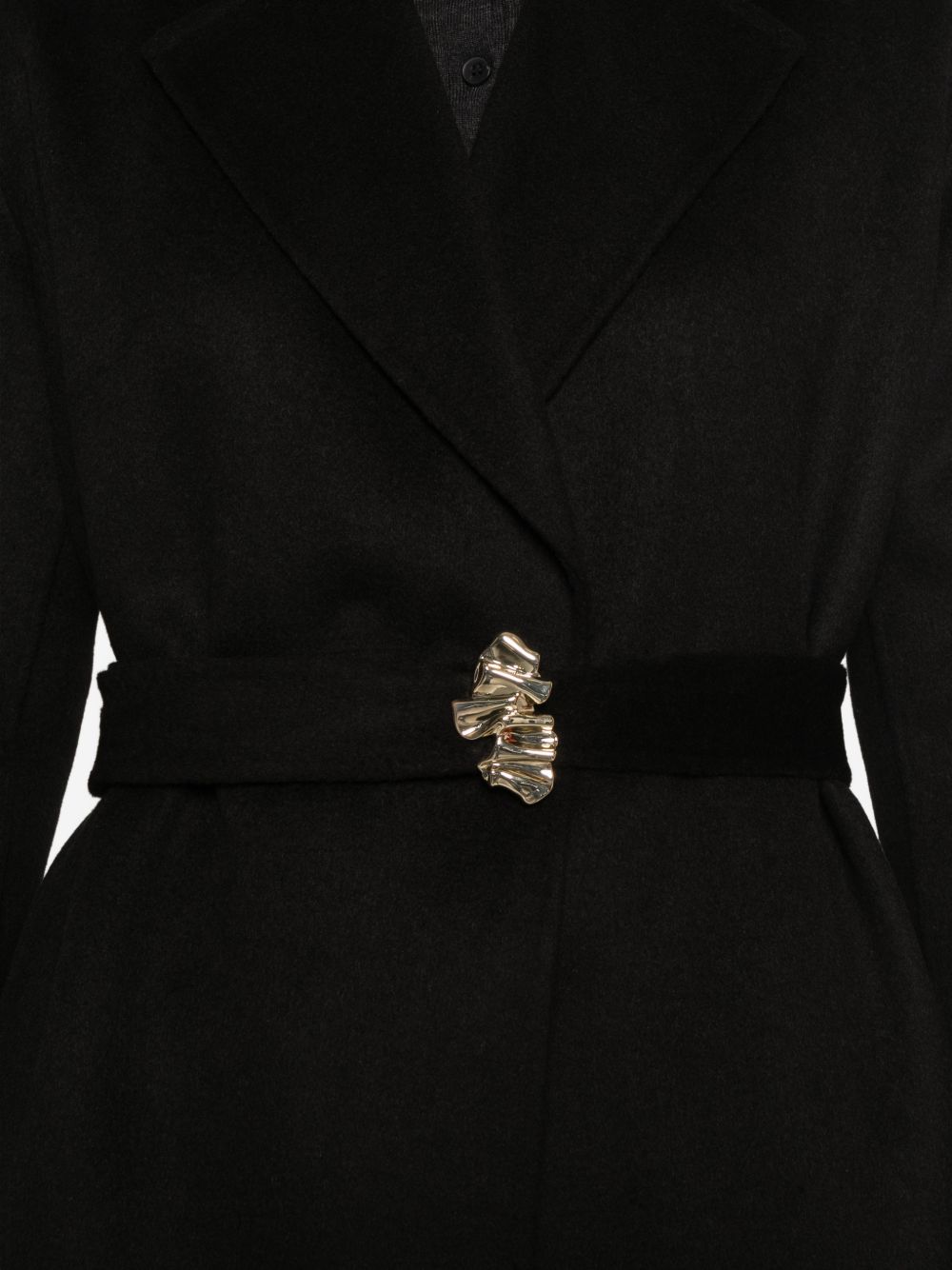 LIUJO Cappotto lungo nero con cintura in vita 