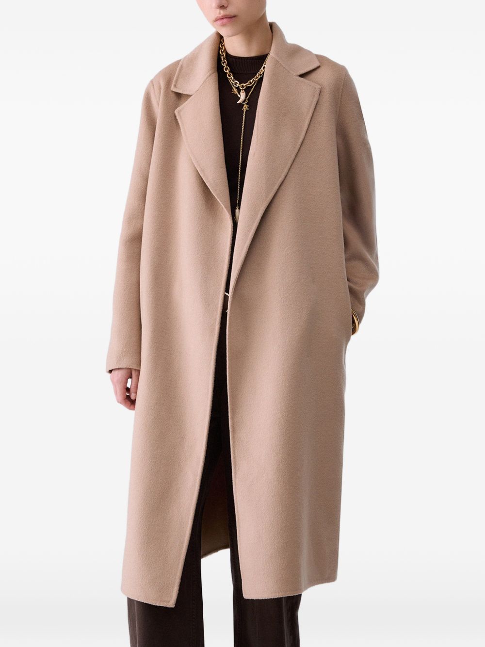 LIUJO Cappotto lungo beige con cintura in vita 