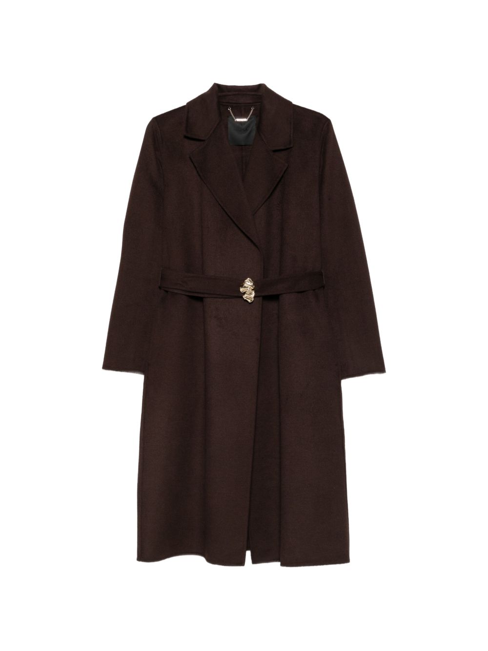 LIUJO Cappotto lungo marrone con cintura in vita 