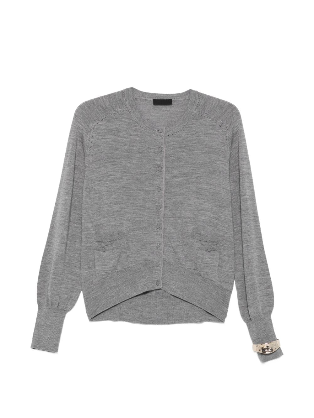 LIUJO Cardigan grigio in lana con bracciale dorato incorporato 