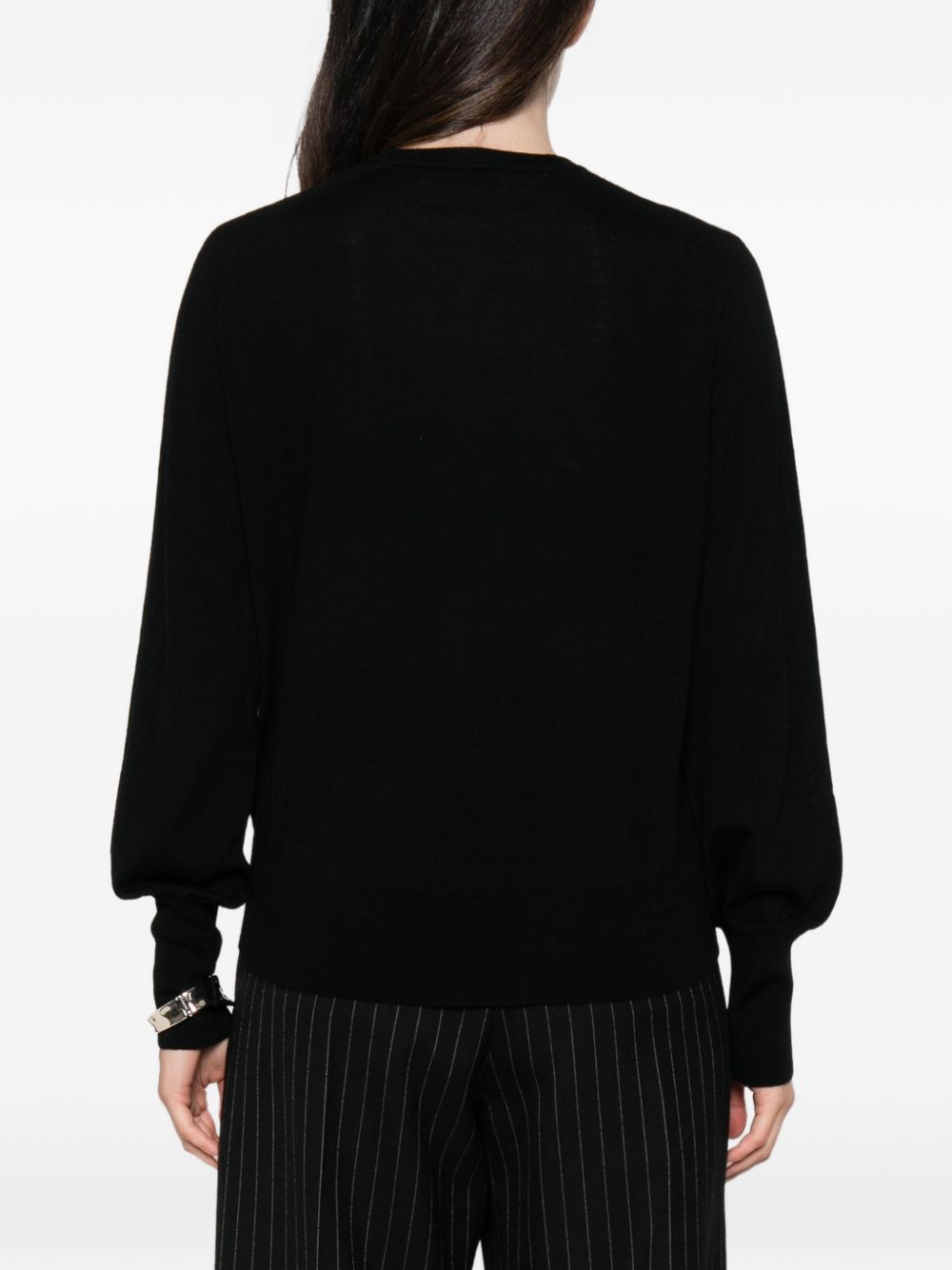 LIUJO Cardigan nero in lana con bracciale dorato integrato 