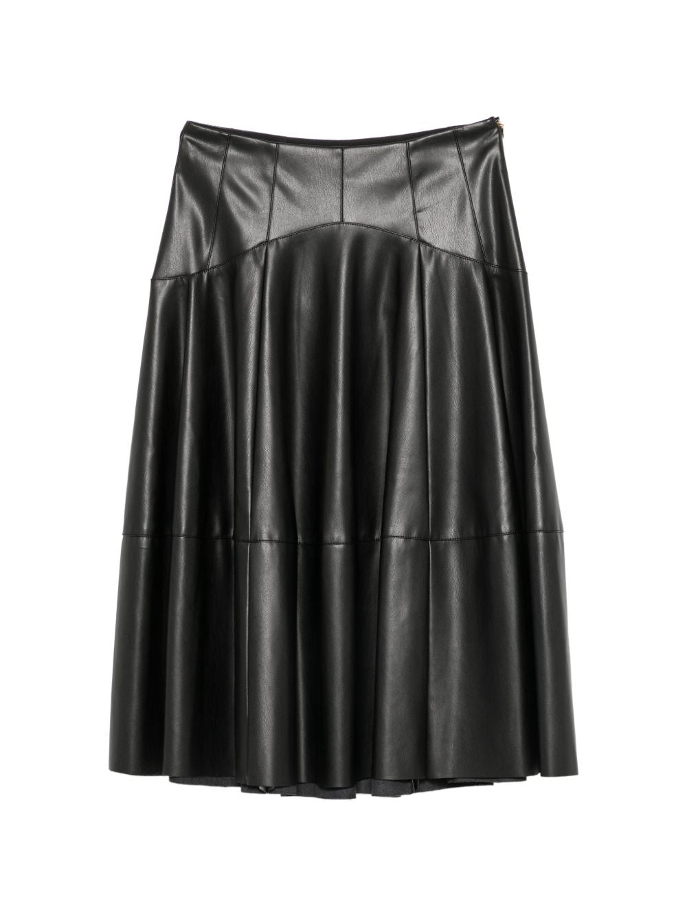 LIUJO Gonna midi a pieghe morbide in ecopelle nera 