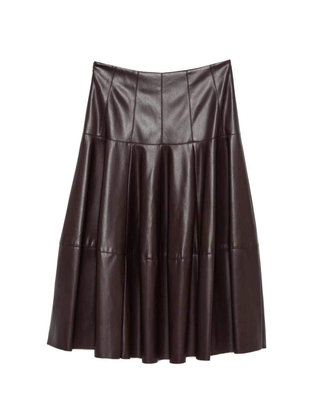 LIUJO Gonna midi a pieghe morbide in ecopelle marrone 