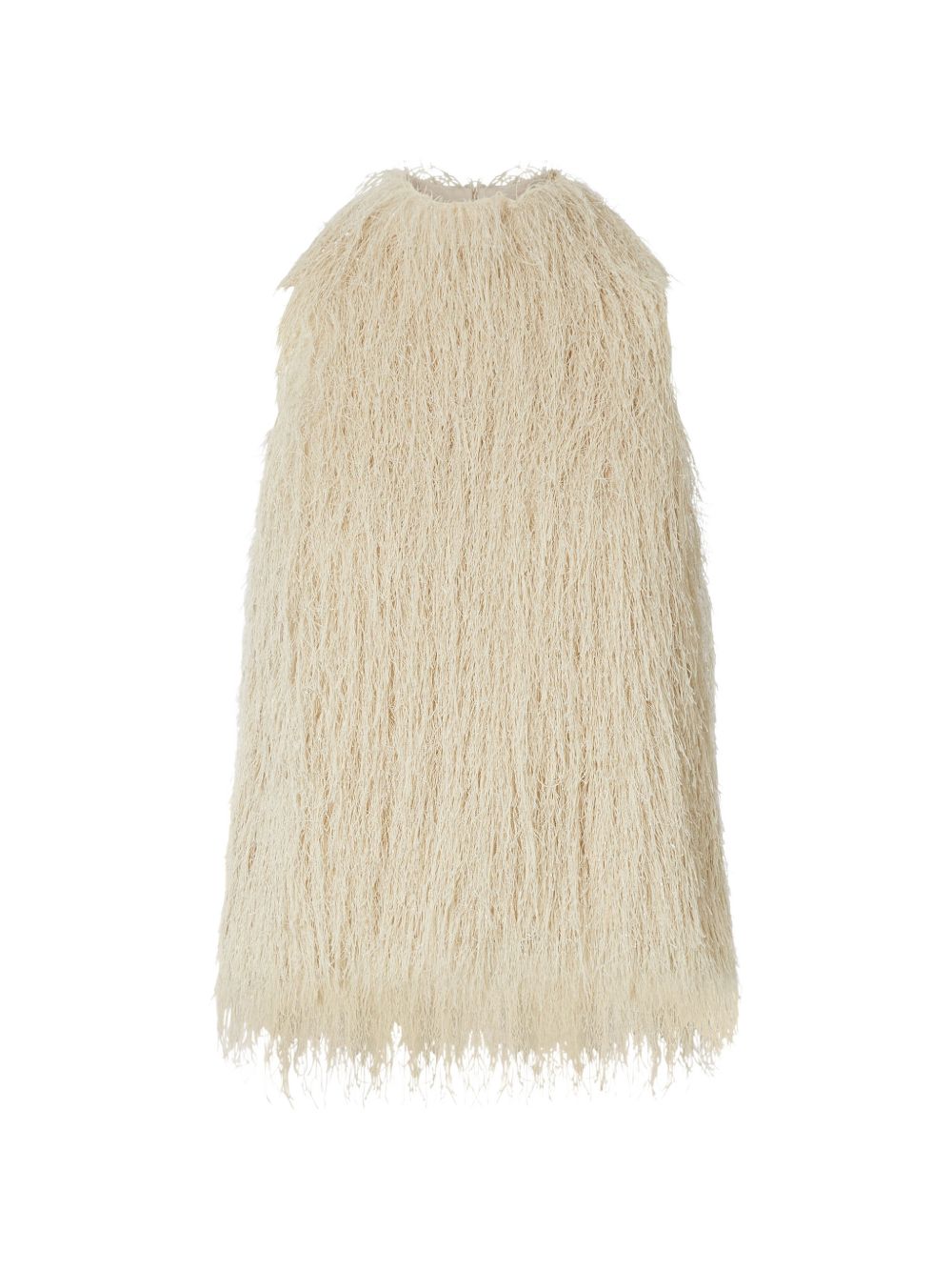 LIUJO Top smanicato color crema con frange 