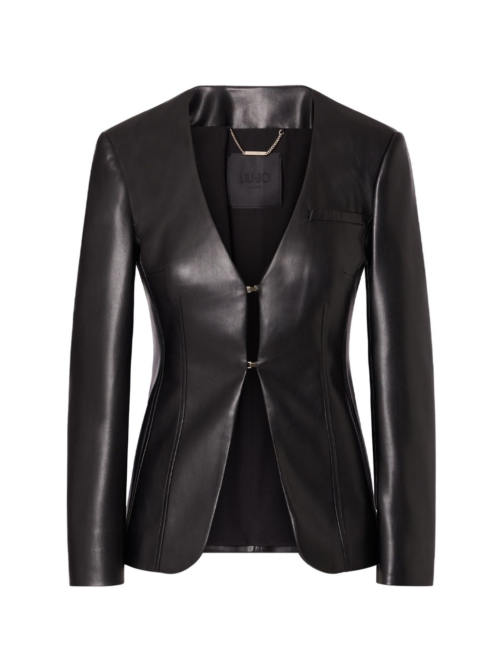 LIUJO Giacca slim fit in ecopelle con scollo a V 