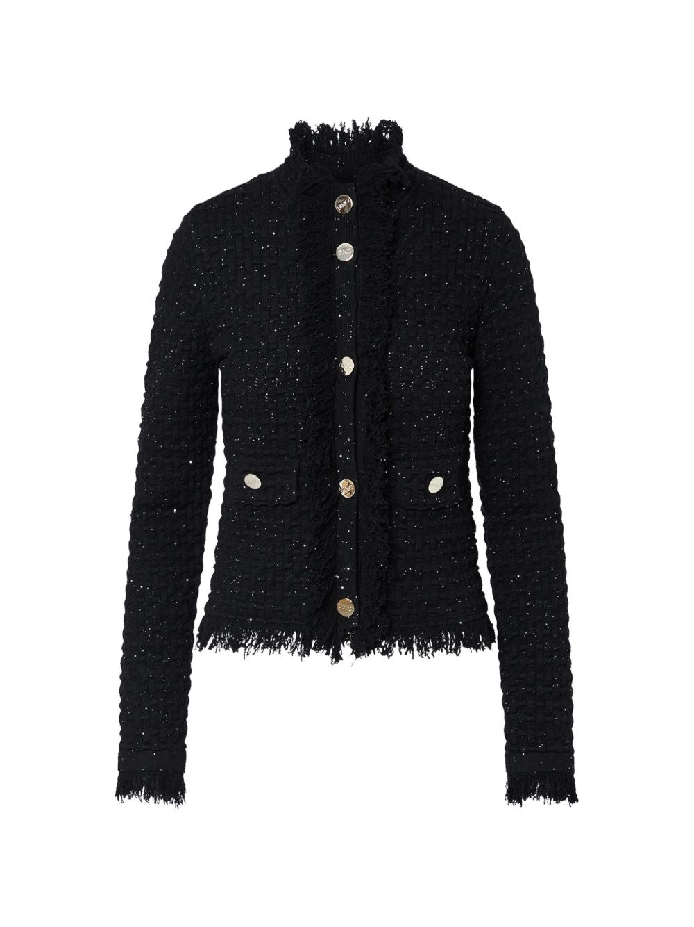 LIUJO Cardigan slim nero con bottoni dorati 