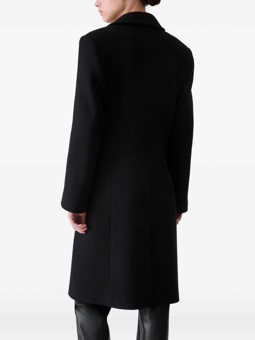 LIUJO Cappotto lungo nero in lana con monobottone dorato 