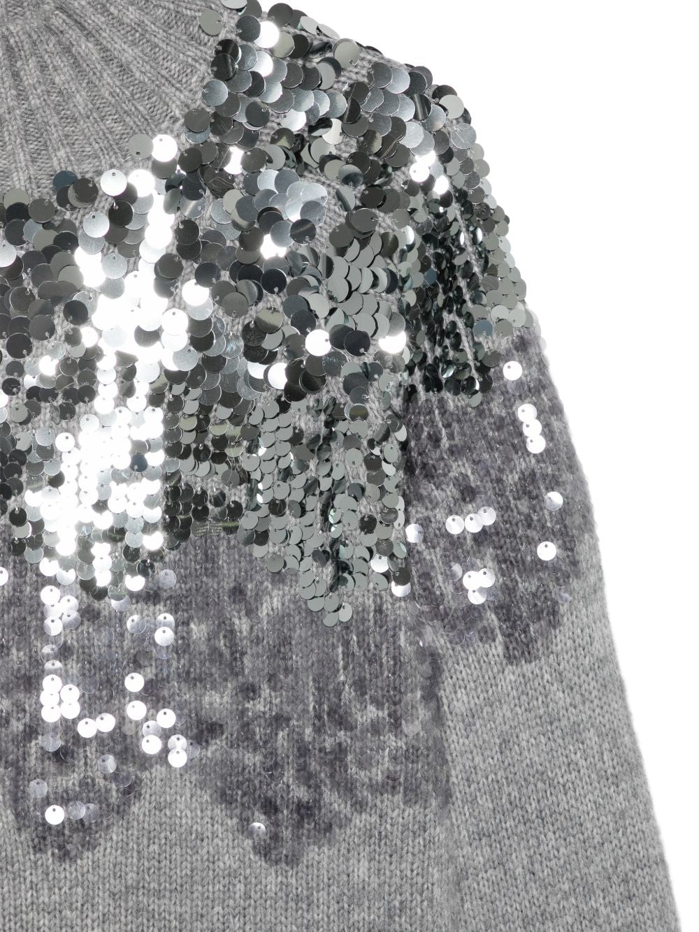 LIUJO Maglia in misto lana grigio chiaro con strass argentati 