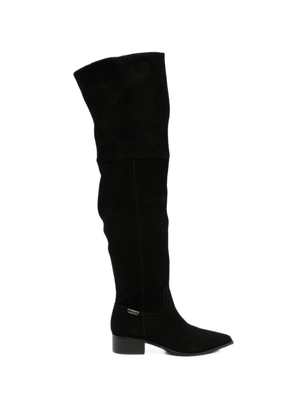 LIUJO Stivali alti Chrissy neri in suede con tacco basso 