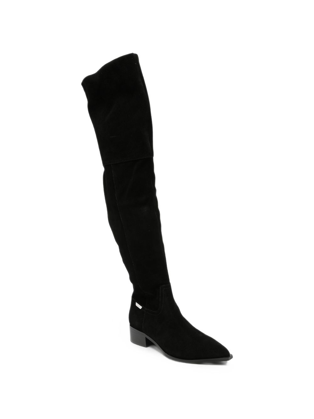 LIUJO Stivali alti Chrissy neri in suede con tacco basso 