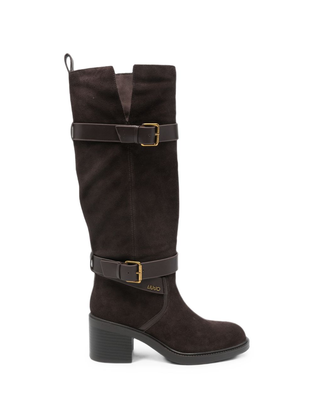 LIUJO Stivali alti Colby Moka in suede con fibbie 