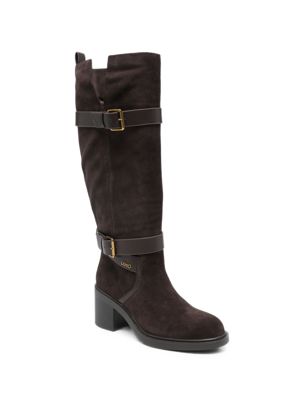 LIUJO Stivali alti Colby Moka in suede con fibbie 