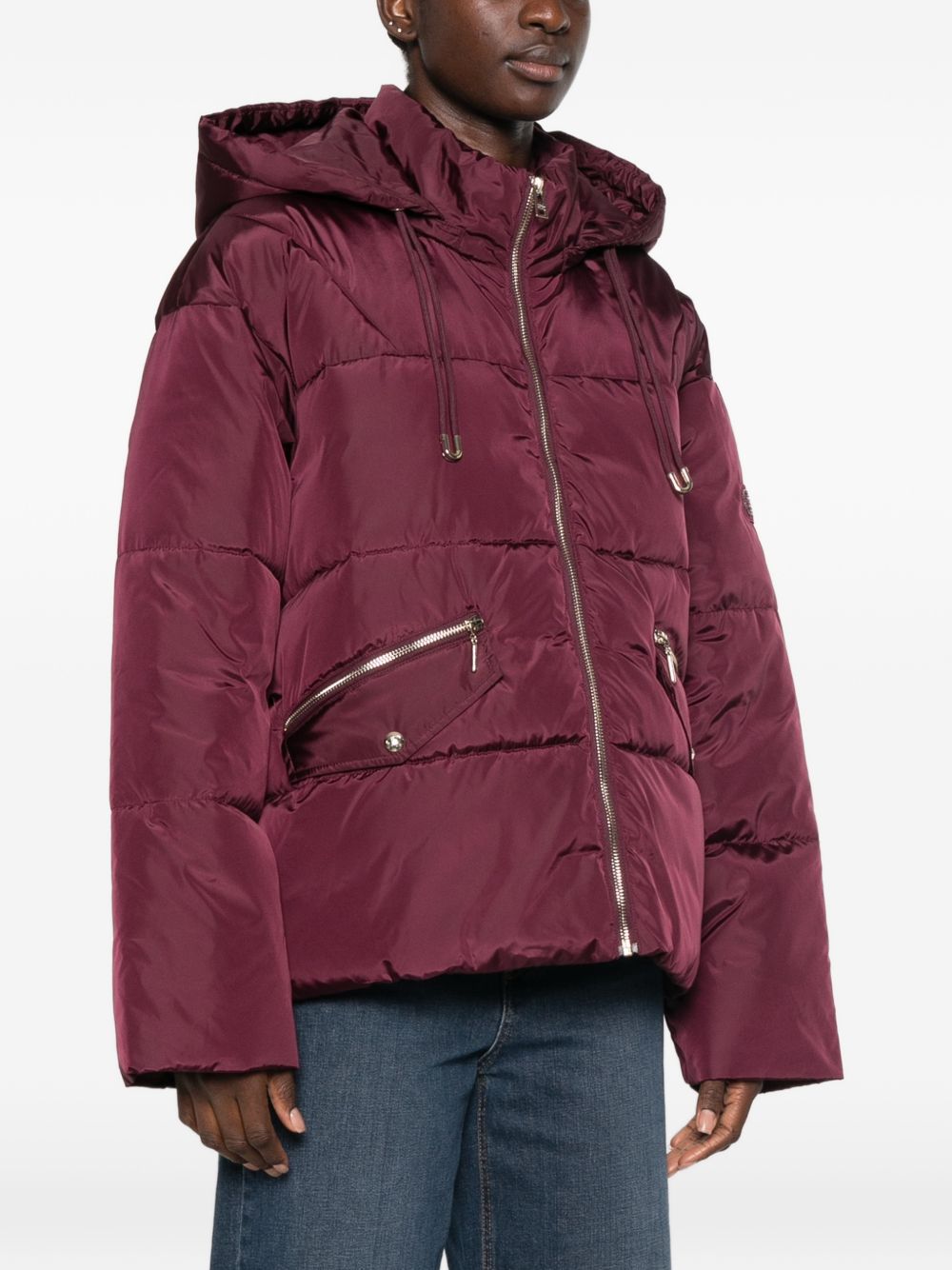 LIUJO Ecopelliccia marrone con cappuccio e tasche 