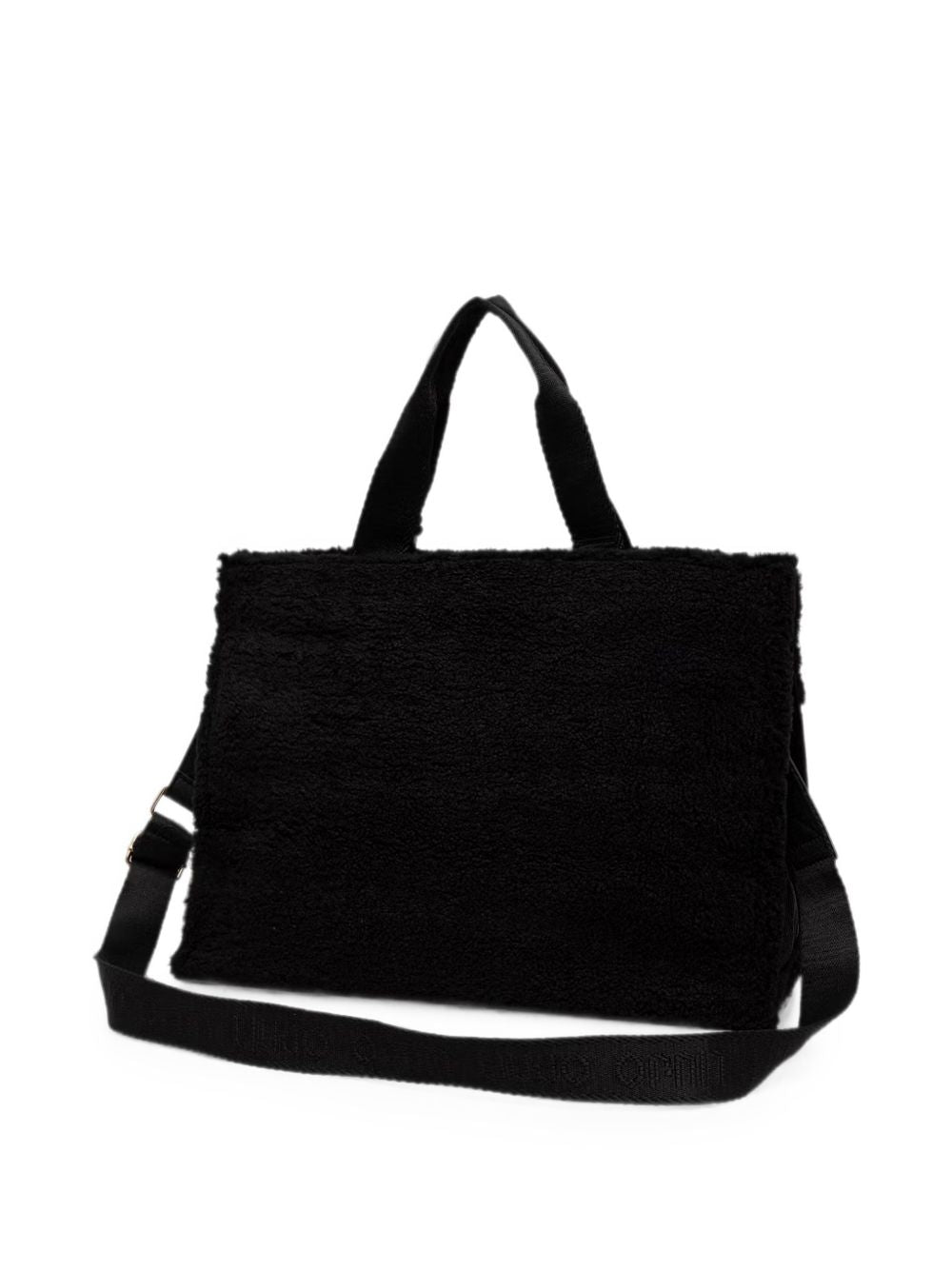 LIUJO Borsa tote a mano nera con logo in rilievo 