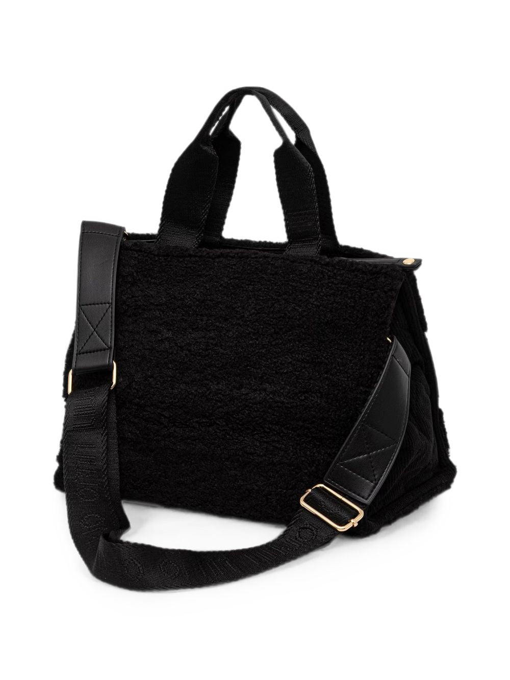 LIUJO Borsa tote a mano nera con texture fur 