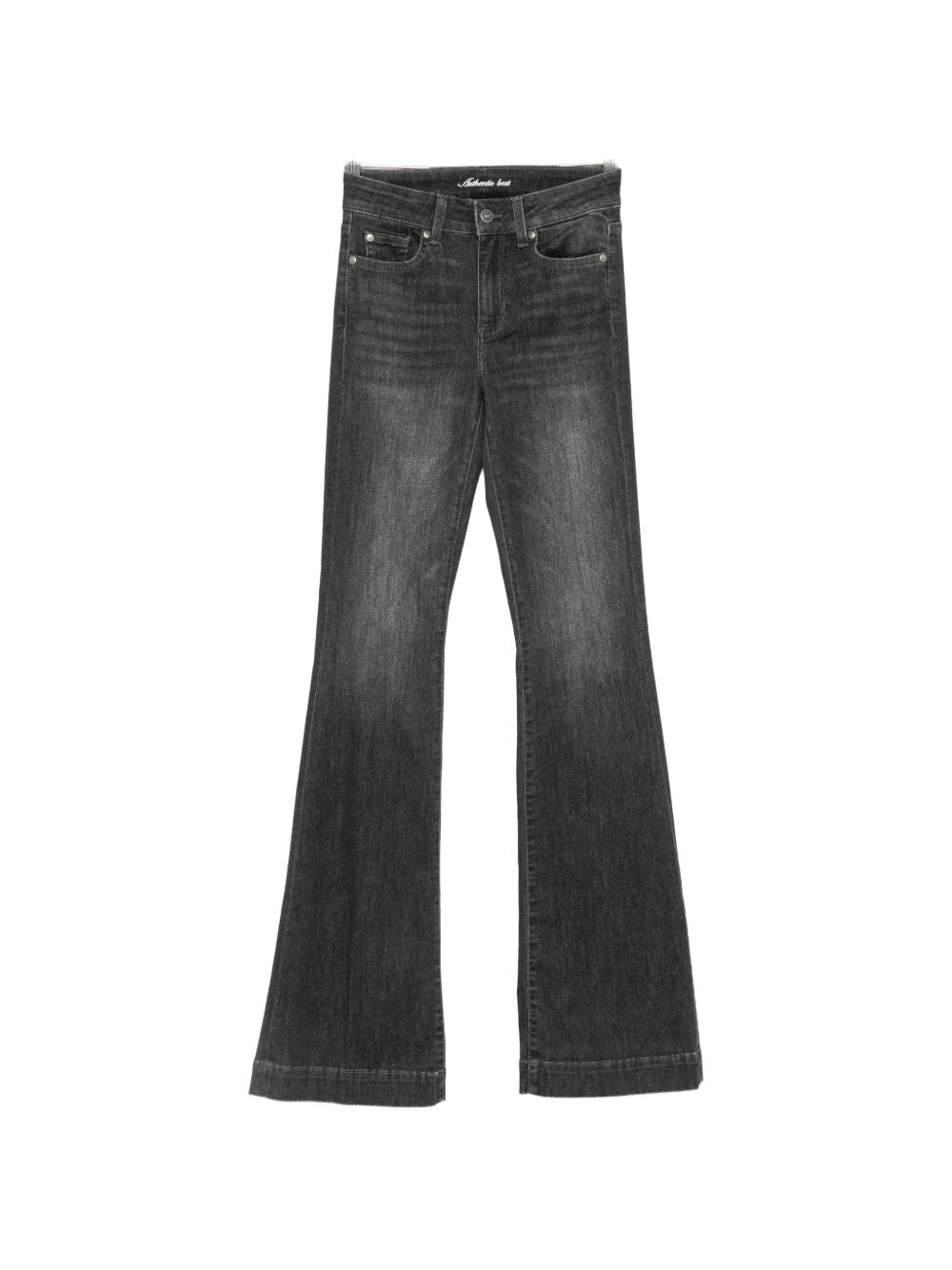 LIUJO Jeans neri a vita alta con gamba svasata 