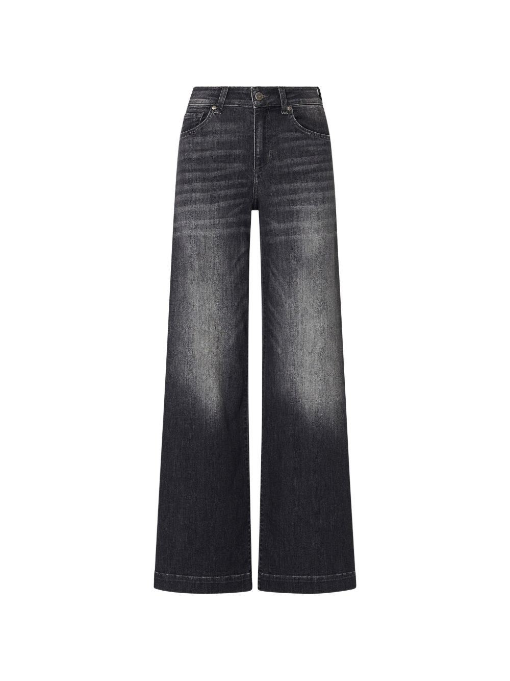 LIUJO Jeans neri wide leg con effetto wash 