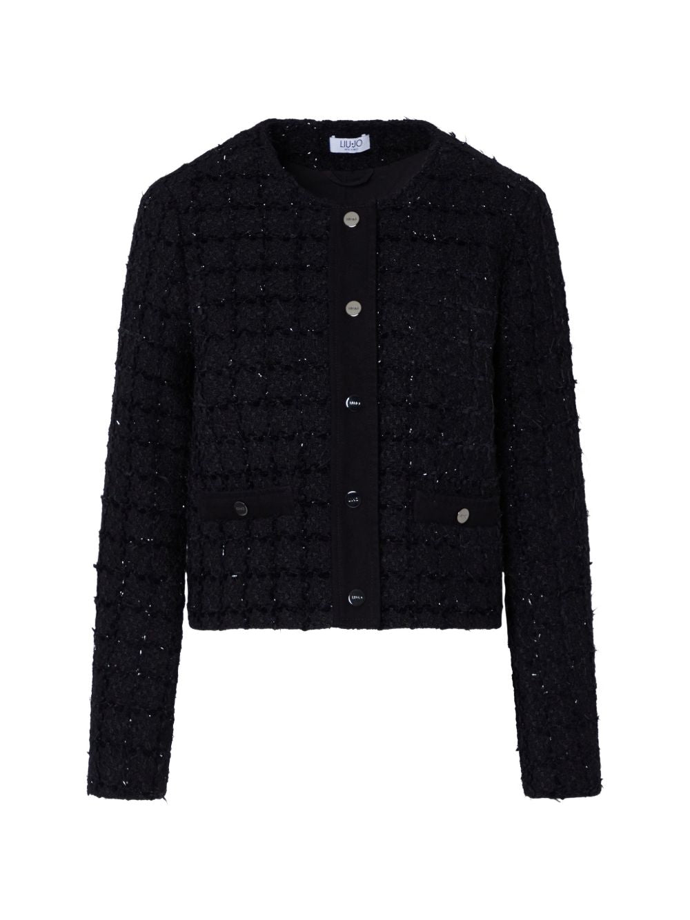 LIUJO Giacca cardigan nero con strass e tasche 