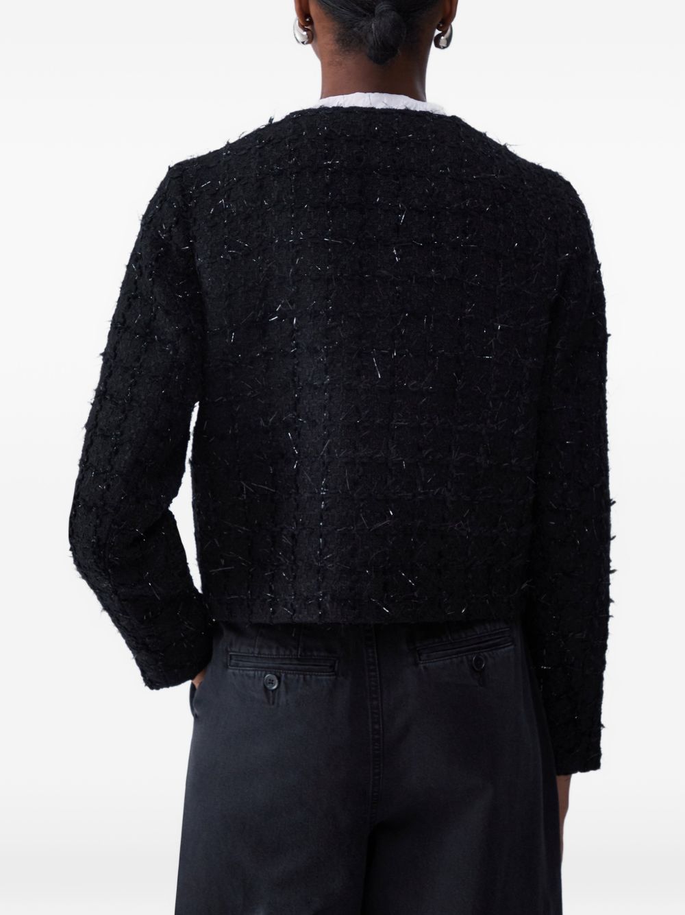 LIUJO Giacca cardigan nero con strass e tasche 