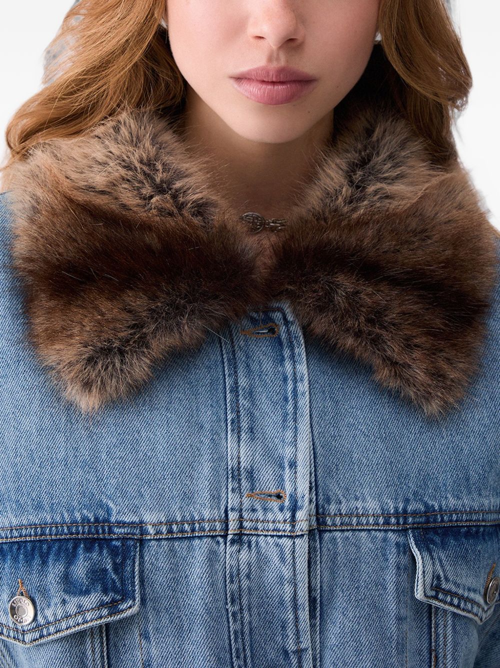LIUJO Gilet in denim foderato in ecopelliccia 