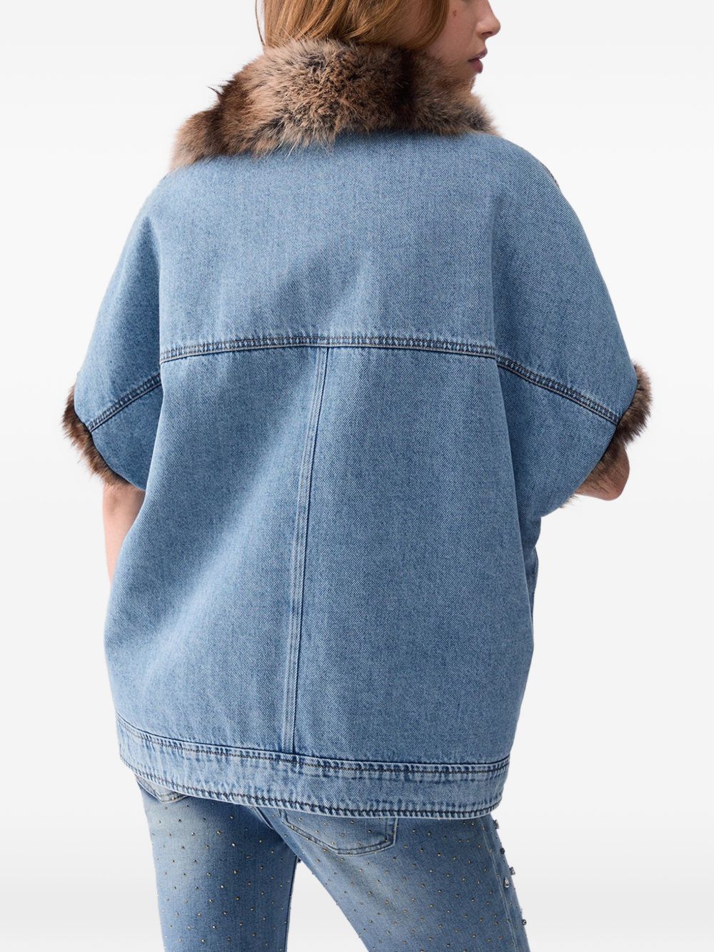 LIUJO Gilet in denim foderato in ecopelliccia 