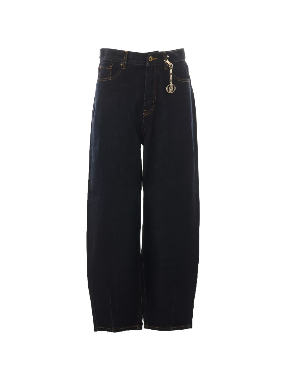 LIUJO Jeans lunghi neri a gamba barrel 
