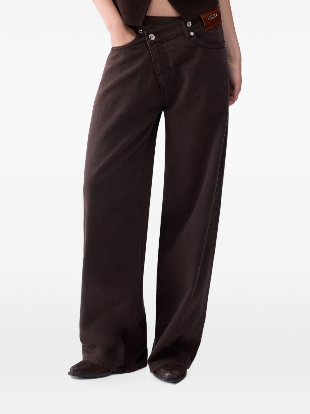 LIUJO Jeans lunghi marroni wide leg 