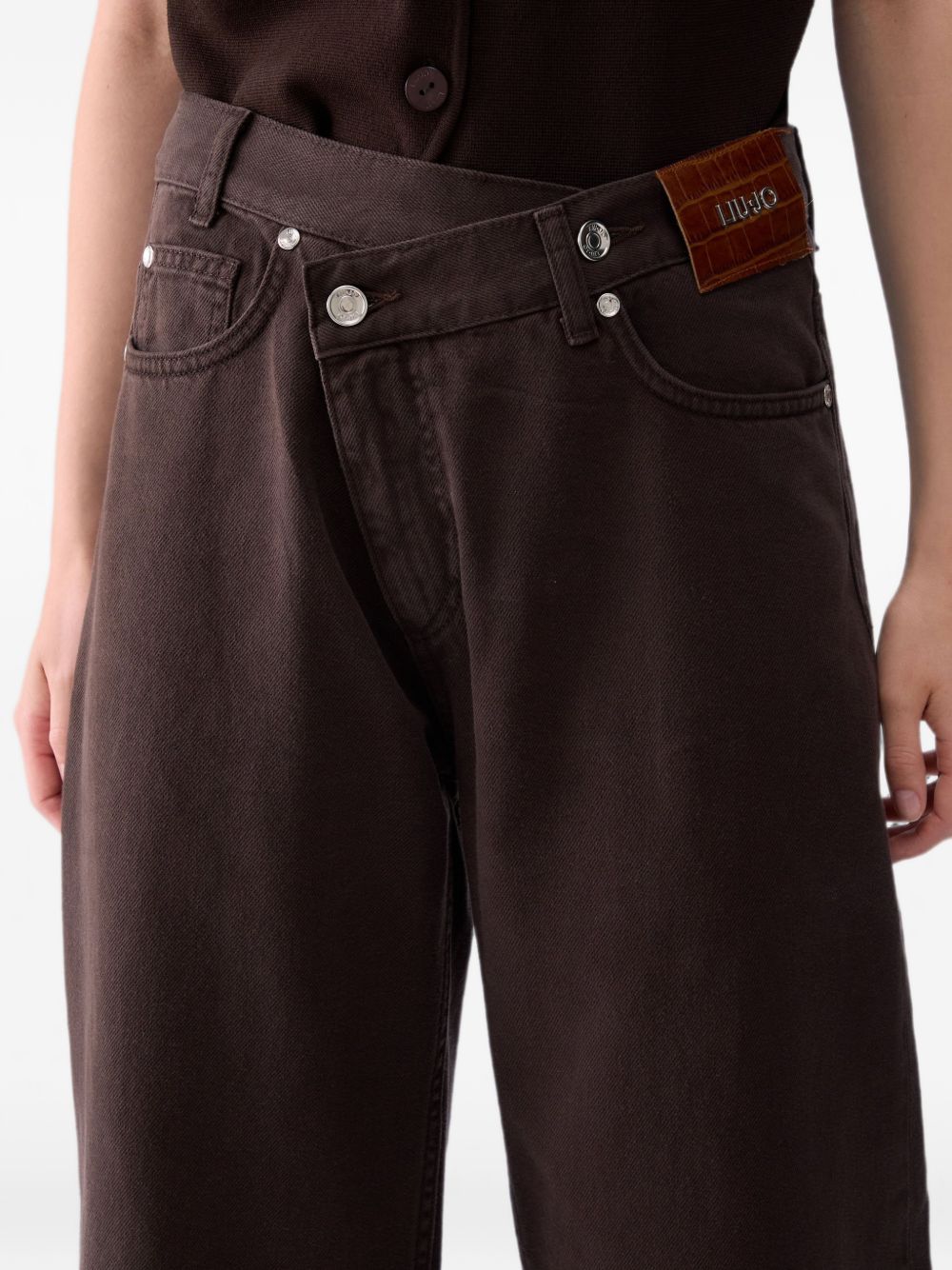 LIUJO Jeans lunghi marroni wide leg 