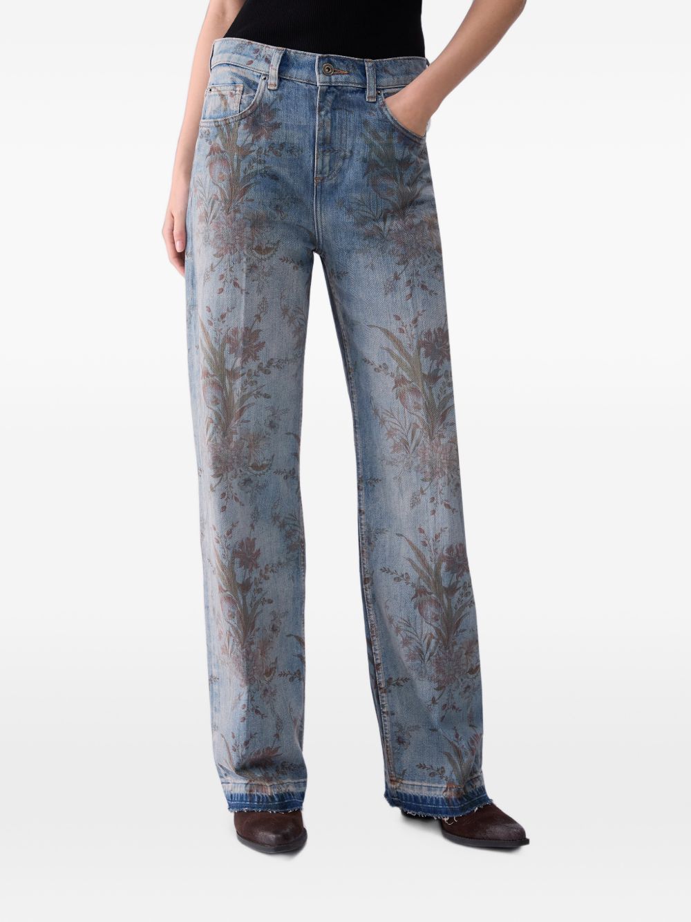 LIUJO Jeans blu chiaro con stampa floreale 