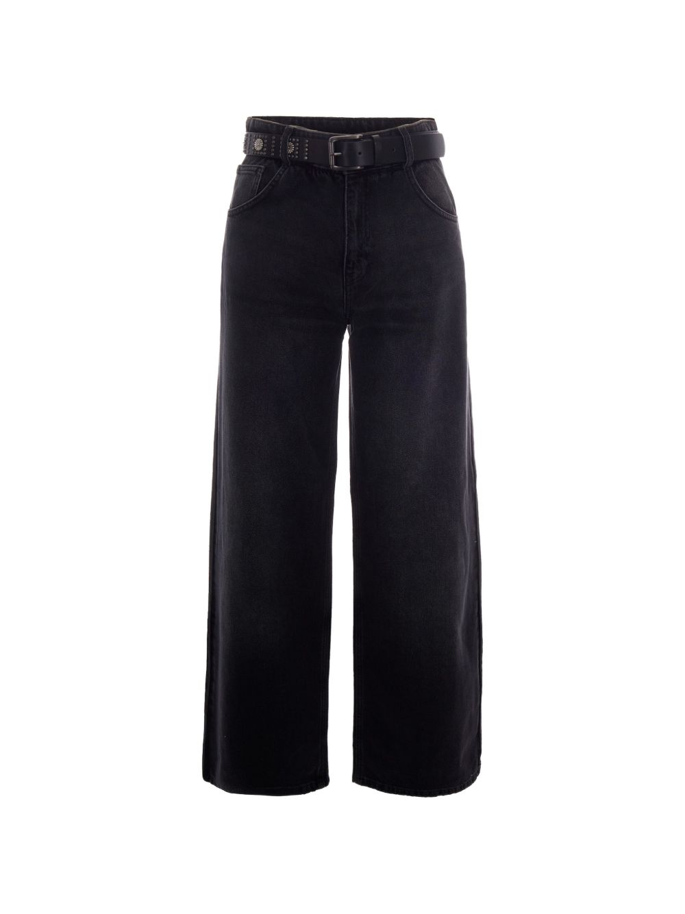 LIUJO Jeans neri regular fit a vita alta con cintura e tasche 