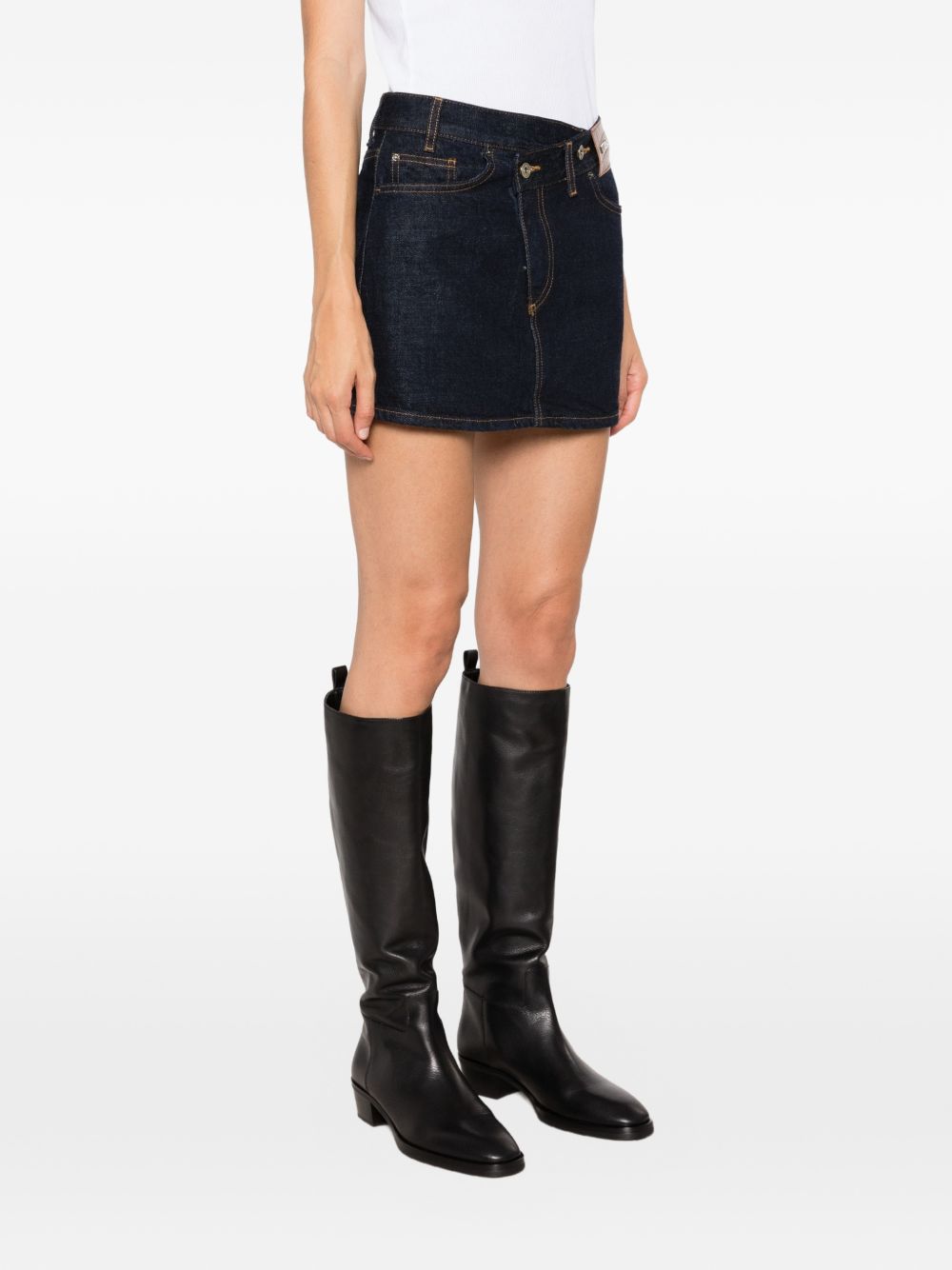LIUJO Minigonna in denim di cotone blu scuro 