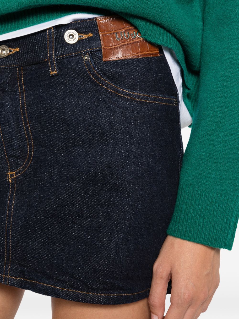 LIUJO Minigonna in denim di cotone blu scuro 